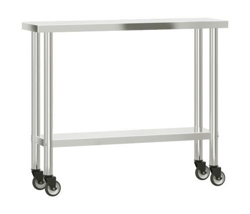 vidaXL virtuves darba galds ar plauktu, 110x30x120 cm, tērauds