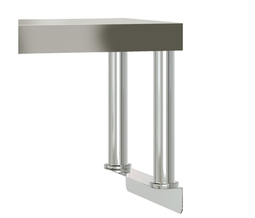 vidaXL virtuves darba galds ar plauktu, 110x55x120 cm, tērauds
