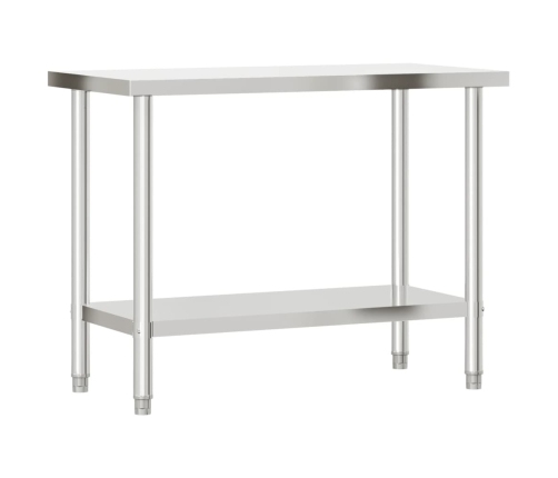 vidaXL virtuves darba galds ar plauktu, 110x55x120 cm, tērauds