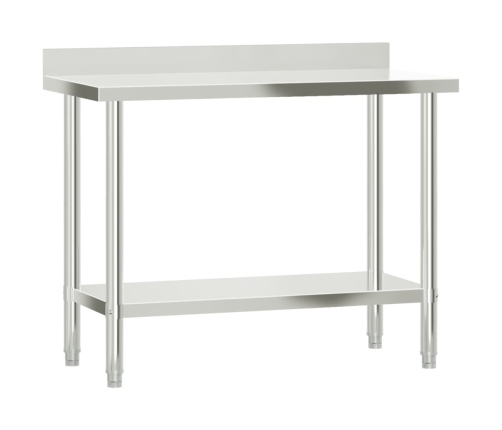 vidaXL virtuves darba galds ar plauktu, 110x55x120 cm, tērauds