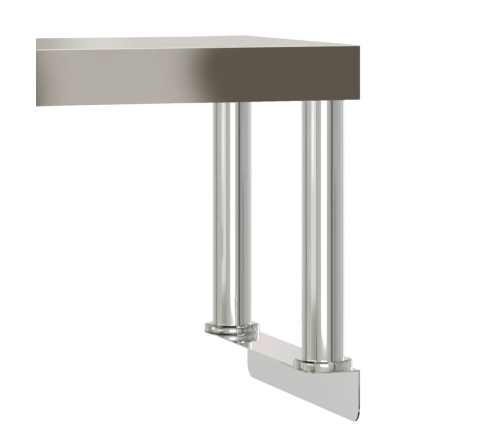 vidaXL virtuves darba galds ar plauktu, 110x55x120 cm, tērauds