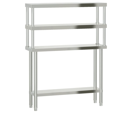 vidaXL virtuves darba galds ar plauktu, 110x30x150 cm, tērauds