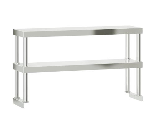 vidaXL virtuves darba galds ar plauktu, 110x30x150 cm, tērauds