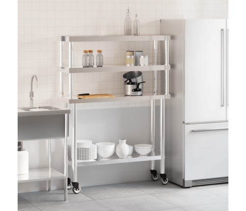 Virtuves Darba Galds Ar Plauktu, 110X30X150 Cm, Tērauds Vidaxl