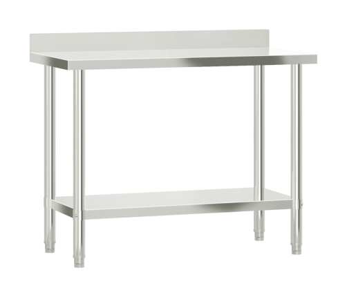 vidaXL virtuves darba galds ar plauktu, 110x55x150 cm, tērauds