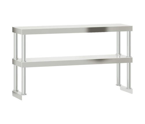 vidaXL virtuves darba galds ar plauktu, 110x55x150 cm, tērauds