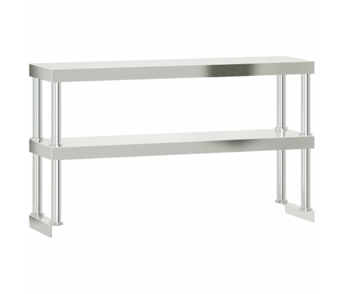 vidaXL virtuves darba galds ar plauktu, 110x55x150 cm, tērauds