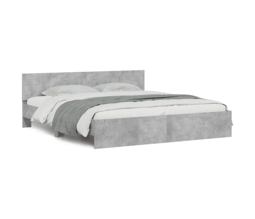 vidaXL gultas rāmis ar galvgali un LED, betona pelēks, 180x200 cm