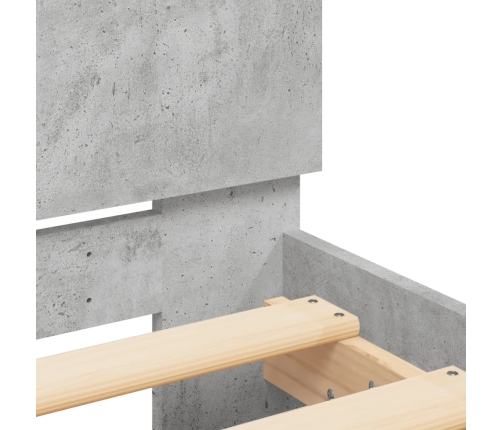 vidaXL gultas rāmis ar galvgali un LED, betona pelēks, 180x200 cm