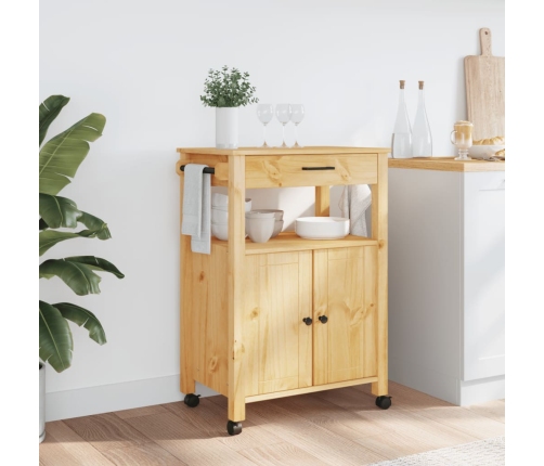 vidaXL virtuves ratiņi MONZA, 60x40x90 cm, priedes masīvkoks