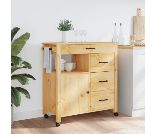 vidaXL virtuves ratiņi MONZA, 84x40x90 cm, priedes masīvkoks