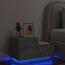 Naktsskapītis Ar Led Lampiņām, Betona Pelēks, 70X36X40,5 Cm Vidaxl