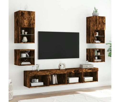 vidaXL TV plaukti ar LED lampiņām, 30x28,5x30 cm, koka krāsā
