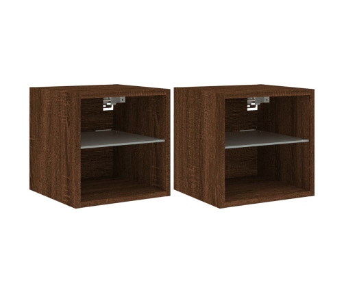 vidaXL TV plaukti ar LED lampiņām, 2 gab., 30x28,5x30 cm, brūna ozola
