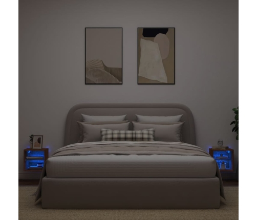 vidaXL TV plaukti ar LED lampiņām, 2 gab., 30x28,5x30 cm, brūna ozola