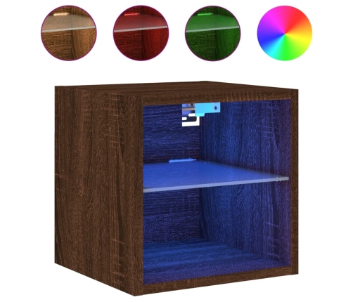 vidaXL TV plaukti ar LED lampiņām, 2 gab., 30x28,5x30 cm, brūna ozola