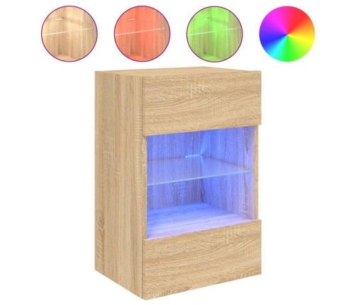 vidaXL TV plaukti ar LED lampiņām, 30x28,5x30 cm, koka krāsā