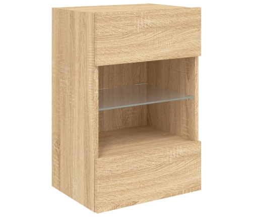 vidaXL TV plaukti ar LED lampiņām, 30x28,5x30 cm, koka krāsā
