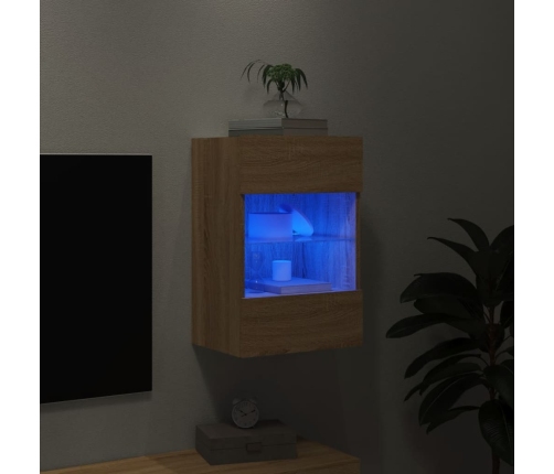 vidaXL TV plaukti ar LED lampiņām, 30x28,5x30 cm, koka krāsā