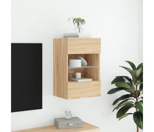 vidaXL TV plaukti ar LED lampiņām, 30x28,5x30 cm, koka krāsā