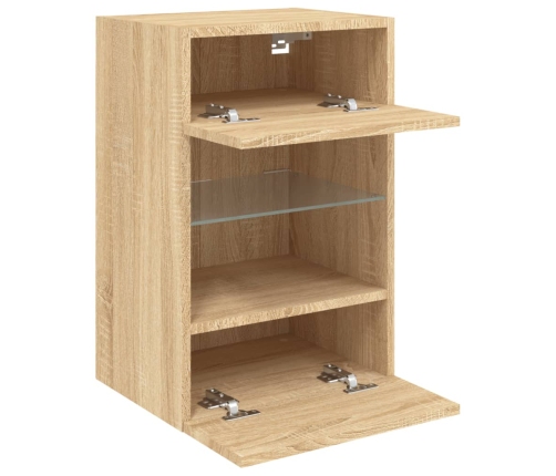vidaXL TV plaukti ar LED lampiņām, 30x28,5x30 cm, koka krāsā