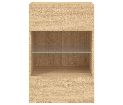vidaXL TV plaukti ar LED lampiņām, 30x28,5x30 cm, koka krāsā