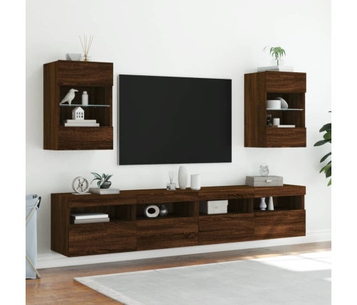 vidaXL TV plaukti ar LED lampiņām, 2 gb., 40x30x60,5cm, ozolkoka krāsa