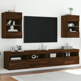 Tv Plaukti Ar Led Lampiņām, 2 Gb., 40X30X60,5Cm, Ozolkoka Krāsa Vidaxl Tv Plaukti Ar Led Lampiņām, 2 Gb., 40X30X60,5Cm, Ozolkoka Krāsa Vidaxl