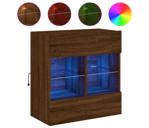 vidaXL TV plaukti ar LED lampiņām, 58,5x30x60,5 cm, brūna ozolkoka