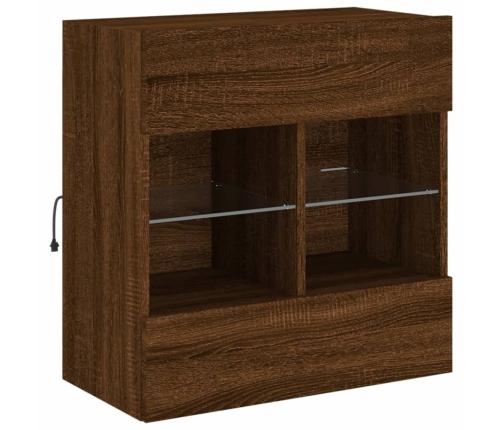 vidaXL TV plaukti ar LED lampiņām, 58,5x30x60,5 cm, brūna ozolkoka