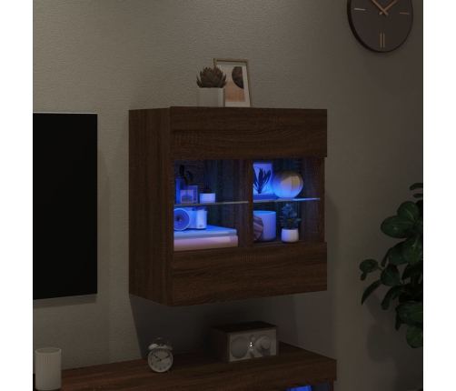 vidaXL TV plaukti ar LED lampiņām, 58,5x30x60,5 cm, brūna ozolkoka