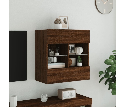 vidaXL TV plaukti ar LED lampiņām, 58,5x30x60,5 cm, brūna ozolkoka