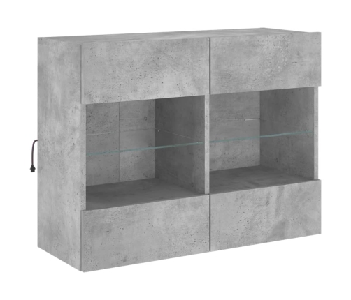 vidaXL TV galdiņi ar LED lampiņām, betona pelēki, 78,5x30x60,5 cm