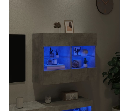 vidaXL TV galdiņi ar LED lampiņām, betona pelēki, 78,5x30x60,5 cm