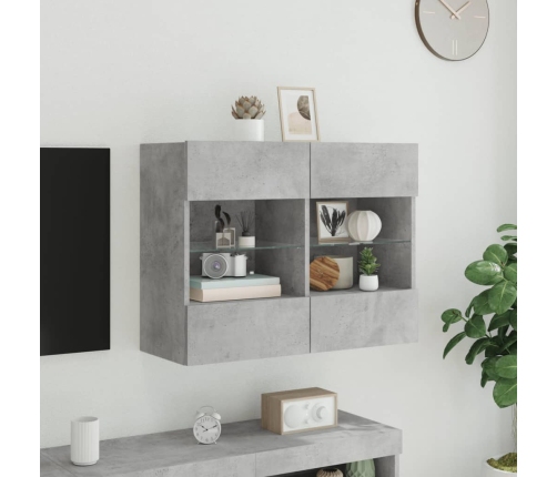 vidaXL TV galdiņi ar LED lampiņām, betona pelēki, 78,5x30x60,5 cm