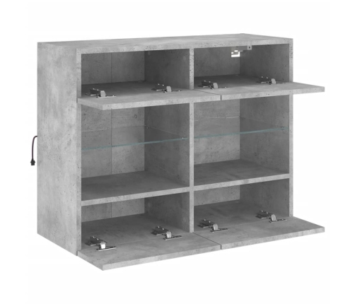vidaXL TV galdiņi ar LED lampiņām, betona pelēki, 78,5x30x60,5 cm