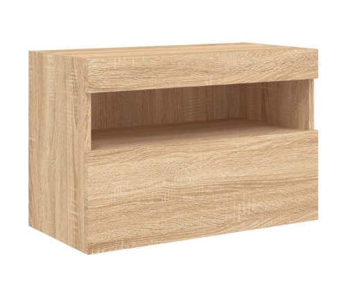 vidaXL TV plaukti ar LED lampiņām, 60x30x40 cm, koka krāsā