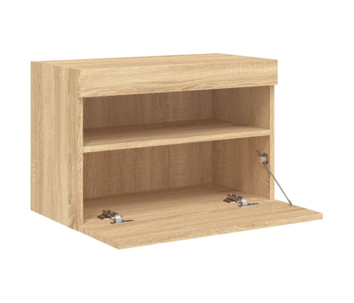 vidaXL TV plaukti ar LED lampiņām, 60x30x40 cm, koka krāsā