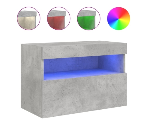 vidaXL TV galdiņi ar LED lampiņām, betona pelēki, 60x30x40 cm