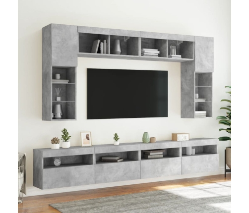 vidaXL TV galdiņi ar LED lampiņām, betona pelēki, 60x30x40 cm
