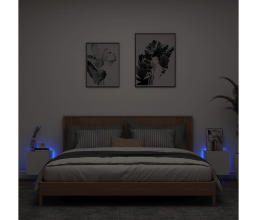 vidaXL TV galdiņi ar LED lampiņām, 2 gab., balti, 30,5x35x30 cm