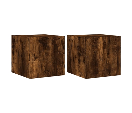 vidaXL TV plaukti ar LED lampiņām, 2 gab., 30,5x35x30 cm, ozolkoka