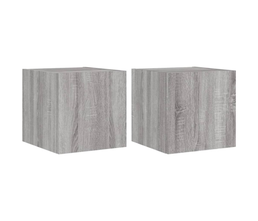 vidaXL TV plaukti ar LED lampiņām, 2 gab., 30,5x35x30 cm, pelēka ozola