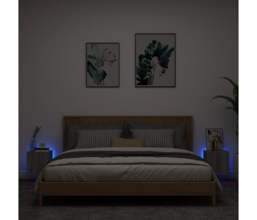 vidaXL TV plaukti ar LED lampiņām, 2 gab., 30,5x35x30 cm, pelēka ozola