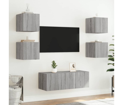 vidaXL TV plaukti ar LED lampiņām, 2 gab., 30,5x35x30 cm, pelēka ozola