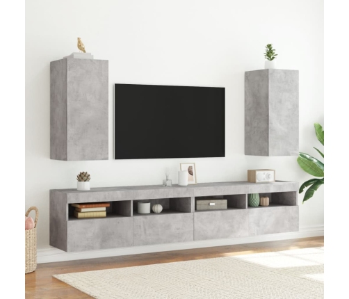 vidaXL TV galdiņi ar LED lampiņām, betona pelēki, 30,5x35x70 cm