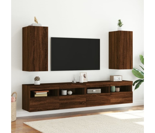 vidaXL TV plaukti ar LED lampiņām, 30,5x35x70 cm, brūna ozola