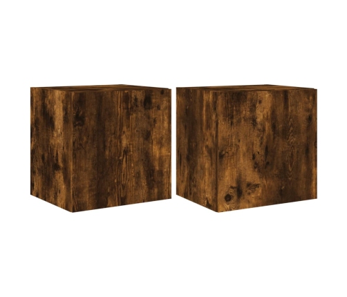 vidaXL TV plaukti ar LED lampiņām, 2 gab., 40,5x35x40 cm, ozolkoka