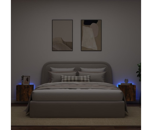 vidaXL TV plaukti ar LED lampiņām, 2 gab., 40,5x35x40 cm, ozolkoka