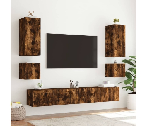 vidaXL TV plaukti ar LED lampiņām, 2 gab., 40,5x35x40 cm, ozolkoka